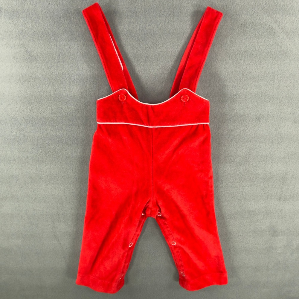 Vintage By Thomas Red Velour Overalls / Jon Jon‎ – Size 12M (Made in USA)